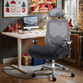 750 LBS Big and Tall Office Chair, Heavy Duty Executive Chair w/4D Arms, Ergonomic Computer Home Desk Chair, Swivel Mesh Chair w/2D Lumbar Support, Adjustable Headrest, Tilt Lock-Black and Grey