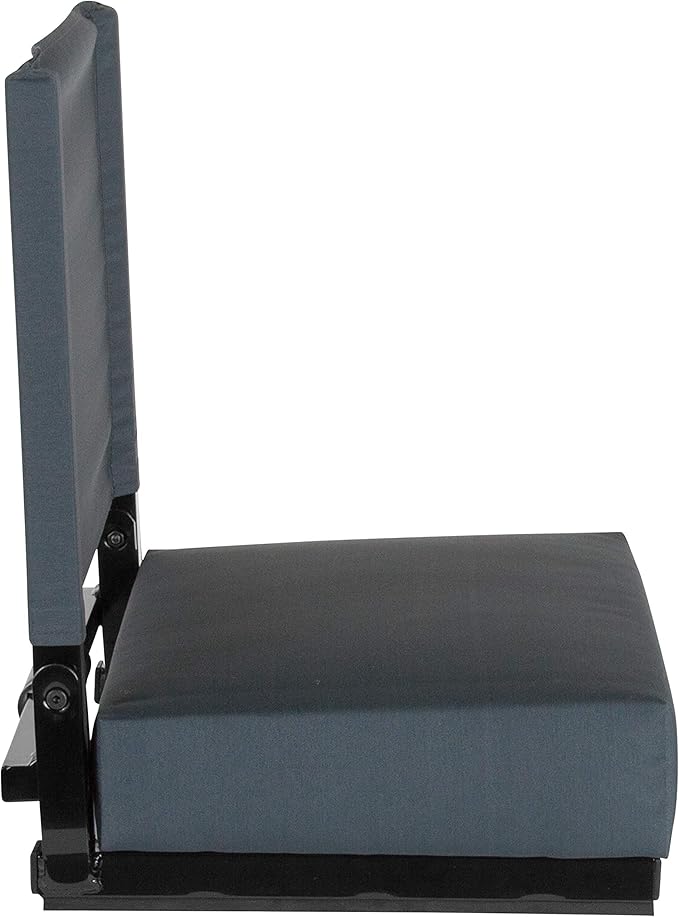 Flash Furniture Grandstand Portable Stadium Seat for Bleachers or Benches, Folding Padded Stadium Chair with Carrying Handle, 500 lb. Weight Capacity, Dark Blue