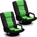 Swivel Gaming Chair 360 Degree Multipurpose 2PACK Floor Chair w/Armrest & 6 Adjustable Postions Backrest for Adults & Kids, for Reading, Gaming, Watching, Relaxing, Green