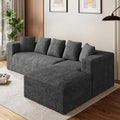 Modular Sectional Sofa, 107" L Shaped Cloud Couch Plush Corduroy Deep Seat Boneless Sofas with 5 Pillows Long Chaise Lounge Couches Memory Foam for Living Room - Dark Grey, Right Facing Chaise