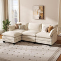 KKL 91.3" Modular Sectional Sofa, L-Shaped 4 Seater Cloud Couch with Ottoman, Chenille Modern Sectional Couches for Living Room, Apartment, Beige