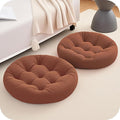 4Pcs Floor Pillows for Adults, 22x22 Inch Meditation Cushions, Large Round Sitting Cushion Living Room Memory Foam Pillow for Sitting (4, Brown, 22x22x4 Inch)