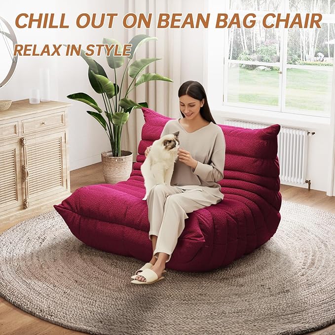 Selyteramy Oversized Bean Bag Chairs for Adults, Giant Beanbag Chair with Memory Foam, Comfy Lounge Chair Lazy Sofa for Apartment, Living Room, Bedroom, Office(Teddy Fabric)