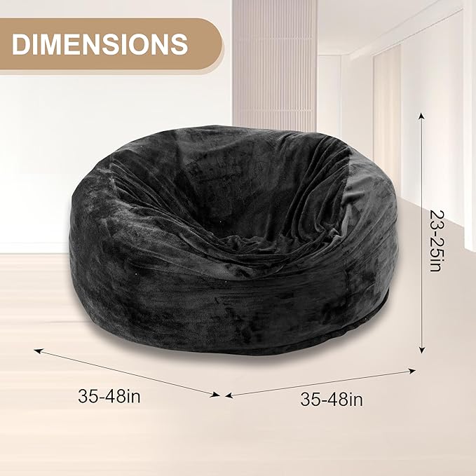 Bean Bag Chair for Adults, Floor Bean Bags Offers Ample Space for Adults,Memory Foam Giant Bean Bags,Lounger Versatile Design Suits Any Room,Movie Nights,Reading(Gray,4FT)
