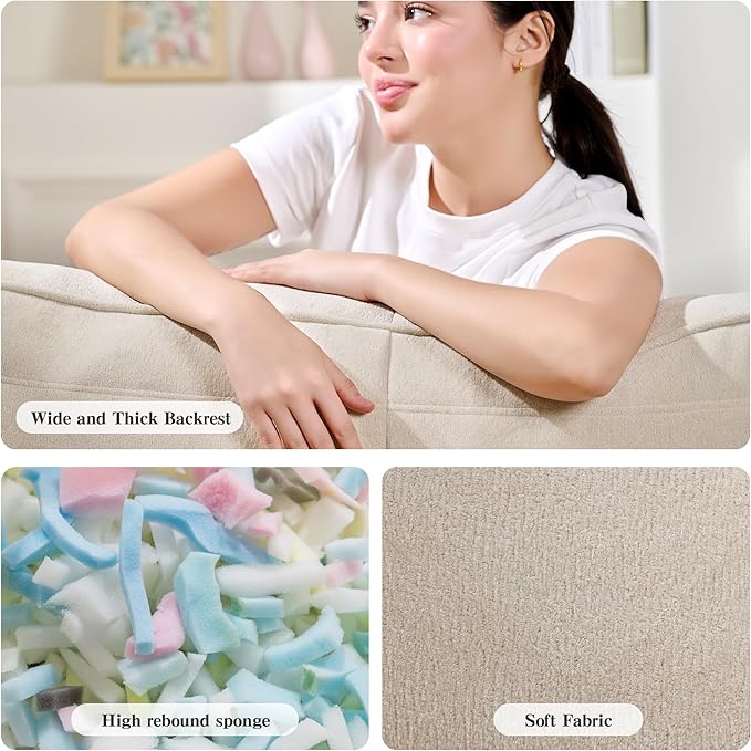 Cvortll Bean Bag Chair with Ottoman, Comfy Bean Bag Sofa with Memory Foam, Lazy BeanBag Sofa with Footstool, Fireside Bean Bag Couch for Living Room, Bedroom, Apartment (Off White)