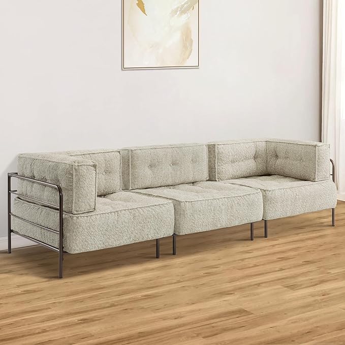 MCombo Modular Sofa Couch with Removable Cushion, Accent Sofa Chair, Upholstered for Living Room, Apartment, Office (Ivory, Corner Seat)