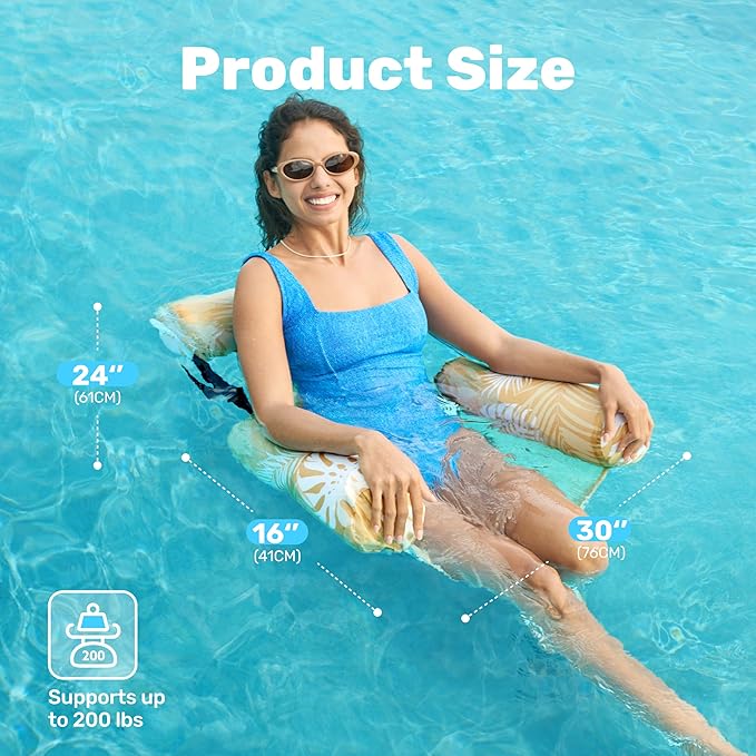 SLOOSH Pool Floats Chairs Adult,Inflatable Pool Lounge,Plant Pattern Floating Mat Hammock,Blow up Water Chairs Noodles rafts for Party Summer Water Beach Fun