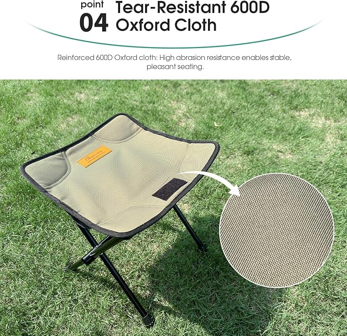 MOON LENCE Collapsible Stool, Compact Folding Stool with Storage Bag, Lightweight Camping Stool Small Portable Seat for Camping, Hiking, Fishing, Gardening, Outdoor Green