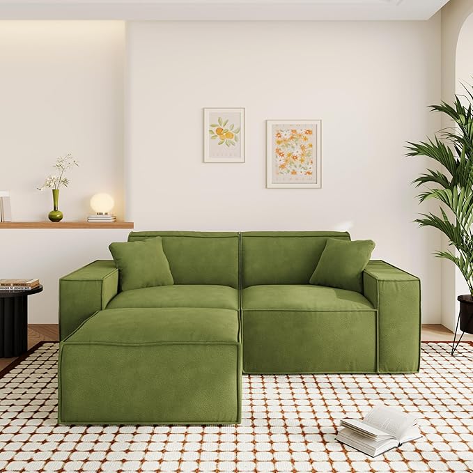 80.3" Cloud Sectional Couch, Chenille Boneless Couch L Shaped with Deep Seats&Wide Armrests, Comfy Convertible Modular Sectional Sofa Memory Foam Compression Sofa for Living Room, No Assembly Required