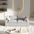 Cloud Sectional Couch, Light Grey Modular Sectional Sofa, Modern Comfy Love Seat Sofa, Covers Removable, Convertible Sleeper Couch for Living Room Apartment (Linen Fabric)