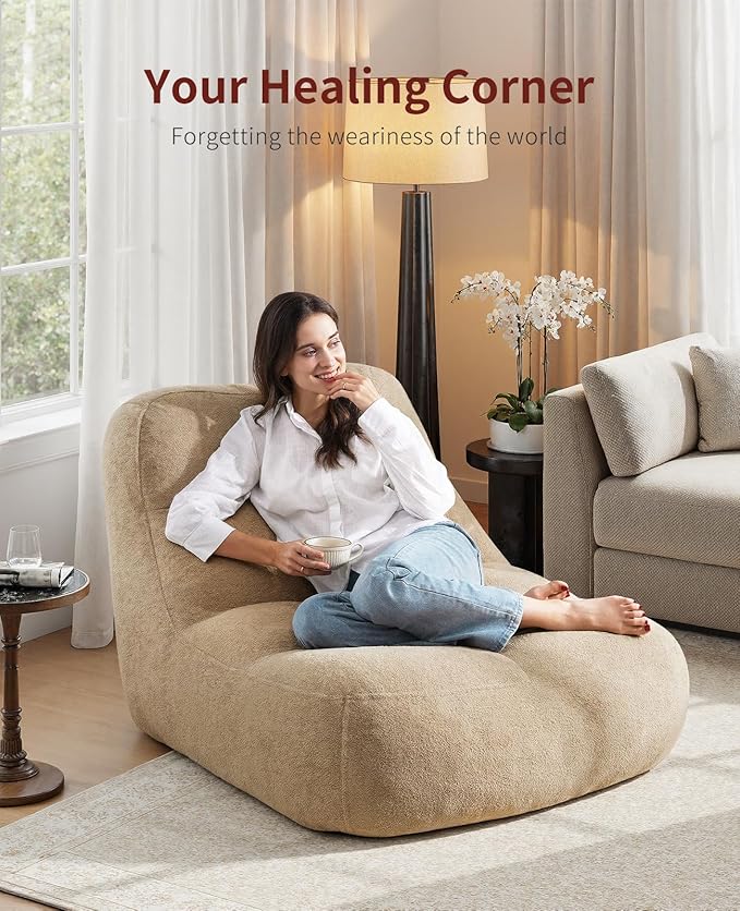 Relefree Goliath Bean Bag Chairs for Adults,Cozy Bean Bag Comfy Chair,Plush Memory Foam Filling,Oversized Reading Chair for Living Room,Bedroom,Large Fireside Chairs for Lounge,Gaming,Relaxation