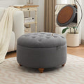 WUTUTUEE 30Inch Round Storage Ottoman with Tray, Modern Tufted Fabric Circle Coffee Table with Storage, Upholstered Ottoman with Removable Top for Living Room, Bedroom, Dark Grey