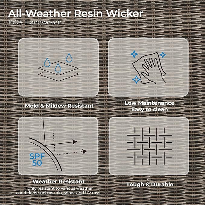 CHITA 2 Pieces Patio Wicker 360° Swivel Chairs with Removable Cushion, Backyard Rattan Chair for Sunrooms, Patios, Decks, Fully Assembled(Gray Cushions with Brownish Gray Wicker)