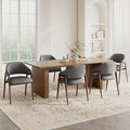 MALOL Wooden Dining Chairs Set of 6, Modern Fabric Upholstered Dining Room Chair, Kitchen Side Chairs, Farmhouse Dinner Chair with Curved Open Back for Kitchen, Grey