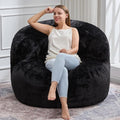 Hobestluk Bean Bag Chair Giant Bean Bag Chairs for Adults Big Bean Bag Chair with Memory Foam Filler Adults Large Beanbag with Faux Fur Cover for Bedroom (Plush Black,Large)