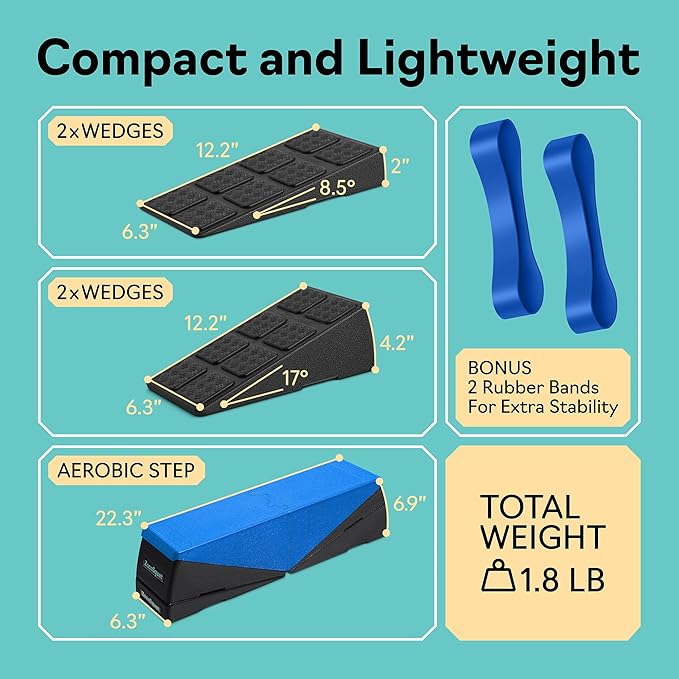 Squat Wedge - Squat Wedge Block 960 LBS Capacity - Slant Board for Calf Stretching with 5 Adjustable Angles - Calf Stretcher Slant Board - Yoga Blocks - EPP Material for Ankle Mobility & Physical Therapy
