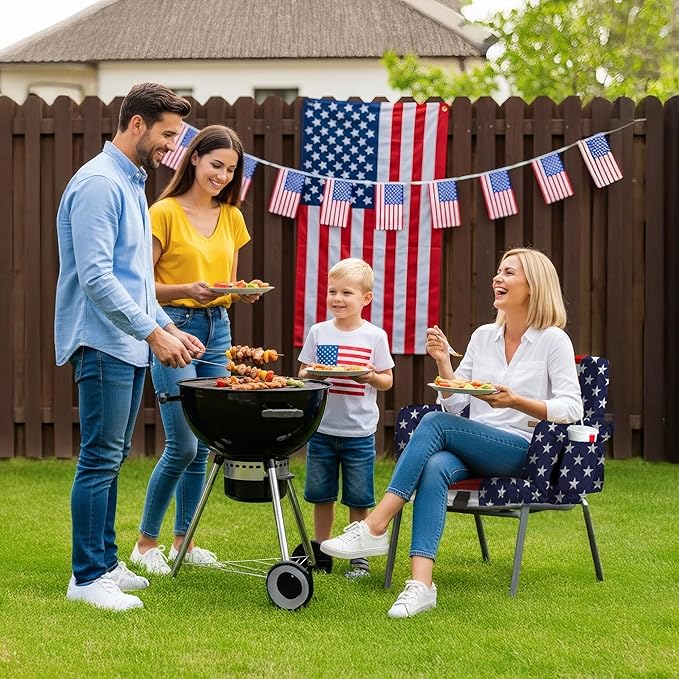 Heated Stadium Seats for Bleachers with Back Support – USB Battery Included - Upgraded 3 Levels of Heat - Foldable Chair - 4 Pockets for Snacks, Cup Holder - for Camping, Games & Sports (USA Flag)