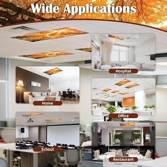 8 Pcs Fluorescent Light Covers - 4 x 2 Feet Covers for Ceiling Lights, Magnetic Light Filters for Classroom, Office, Hospitals, Home