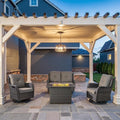 Belord 4 Piece Patio Furniture Set with Fire Pit Table - 41inch 50000 BTU Propane Fire Pit Table with High Back Loveseat Glider Chair and 2 Swivel Rocker Chair for Casual Gathering