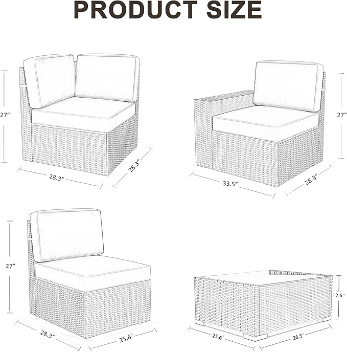 LayinSun 12 Pieces Patio Furniture Set, Black Rattan Modular Sectional Outdoor Conversation Sofa Set