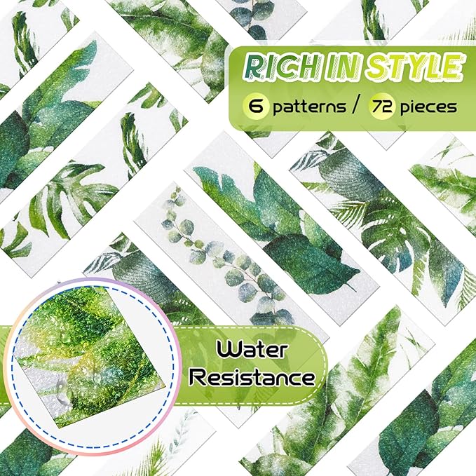 Gersoniel 72 Pcs Anxiety Sensory Stickers Strips Adhesive Textured Mental Health Calm Stickers Mindfulness Fidget Decals Stress Anxiety Relief Items for Therapy Office Desk Counselor(Leaves)