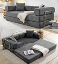 78" Convertible Sleeper Sofa Bed, Corduroy Folding Sofa Bed with Fixed-Shape Frame, Fold Out Floor Mattress Couch, Lazy Compression Sofas for Living Room, Bedroom, No Assembly Required, Grey
