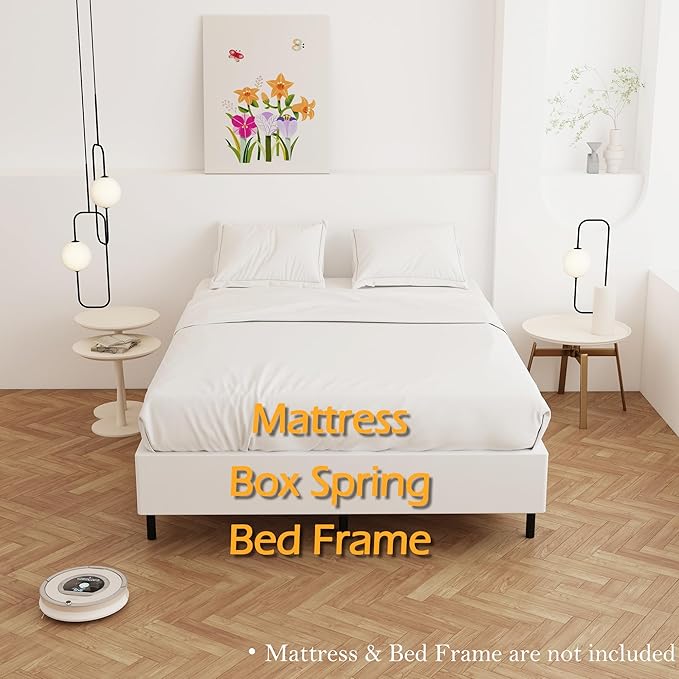 Maenizi California King Box Spring 9 Inch, Heavy Duty Metal Box Spring Bed Base with Fabric Cover, Mattress Foundation, Easy Assembly, Noise Free, Black
