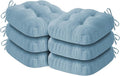Chair Cushions for Dining Chairs, Dining Chair Cushions, Tufted Indoor Chair Pads with Ties & Non Slip Backing, Seat Cushions for Kitchen Chairs 16.5” x 16.5” x 3.5”, Set of 6, Light Blue