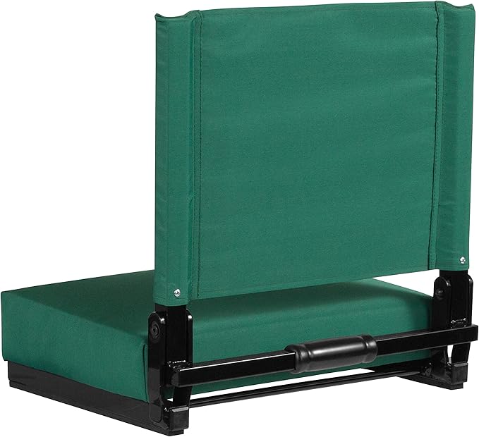 Flash Furniture Grandstand Portable Stadium Seats for Bleachers or Benches, Folding Padded Stadium Chairs with Handle, Pack of 2, 500 lb. Weight Capacity, Hunter Green