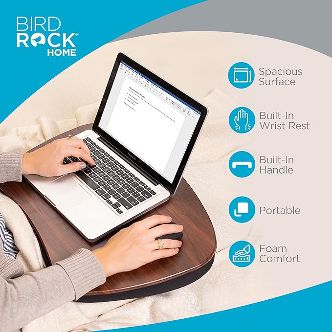 Sofia + Sam Oversized Memory Foam Lap Desk (Black) | Supports Laptops Up to 20 Inches