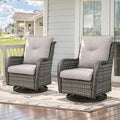Belord Outdoor Swivel Rcoker Patio Chairs - Outdoor Swivel Patio Chairs Set of 2 Wicker Chair Patio Furniture Sets with Covered Cushion for Porch Deck Balcony Garden, Beige