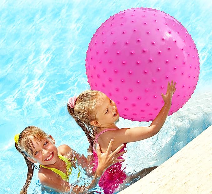 penepico Large Sensory Massage Ball for Kids, 33.5" 85cm 3.1lbs Pink Bouncy Exercise Ball for Toddlers, Big Inflatable Balls with Tactile Spikes, Outdoor Giant Yoga Balls, Large Beach Ball (pink1)