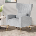 Nalupatio Modern Accent Chairs for Living Room Chairs Upholstered Velvet Fabric Reading Chair Mid Century Arm Chair Comfy Armchair,Light Gray