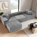 119’’ Modular Sectional Sofa Couch with Chaise, Deep Seat Cloud Couch for Living Room, Modern Chenille Upholstered Sectional with Throw Pillows, Compression Modular Sofa for Apartment or Bedroom, Grey