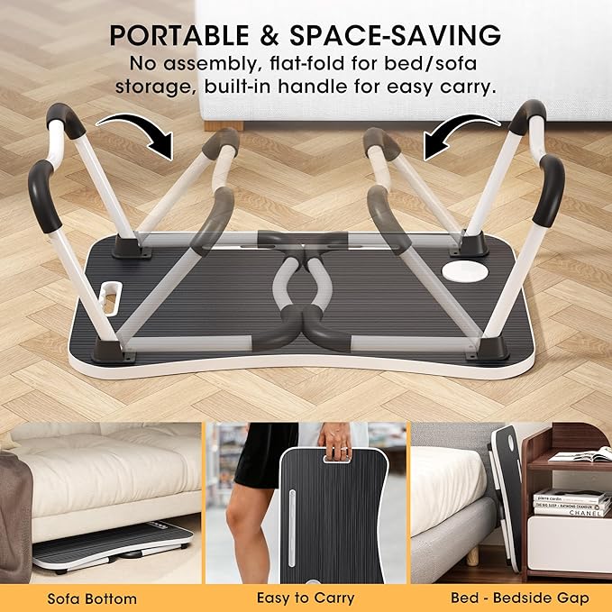 Folding Lap Desk, 23.6 Inch Wood Laptop Bed Desk with Cup Holder, Portable Bed Table for Working Writing Reading & Eating for Bed, Sofa, Couch, Floor - Black