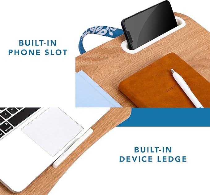 LAPGEAR Designer Lap Desk 2-Pack with Storage Basket, Phone Slot & Device Ledge – Floral Block Print – Fits Laptops up to 15.6" – Style No. 70414