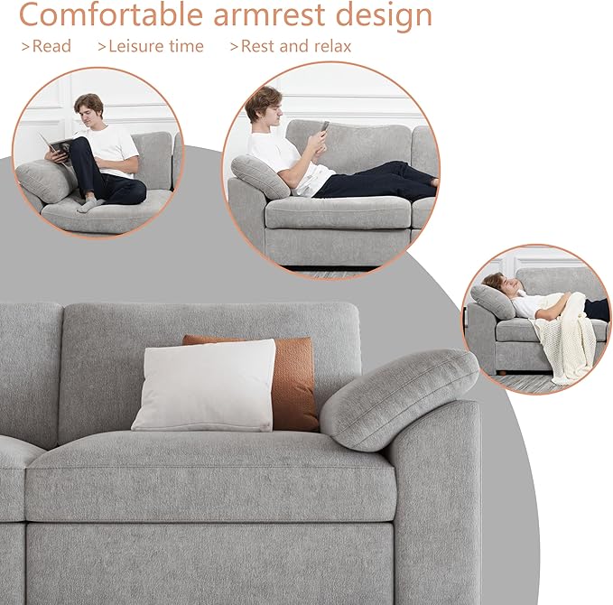 EASE MOOSE Oversized Modular Sectional Sofa, Extra Large L Shape Sectional Couch,Comfty Wide Deep seat Modular Sofa for Living Room, Removable Cover,Light Gray