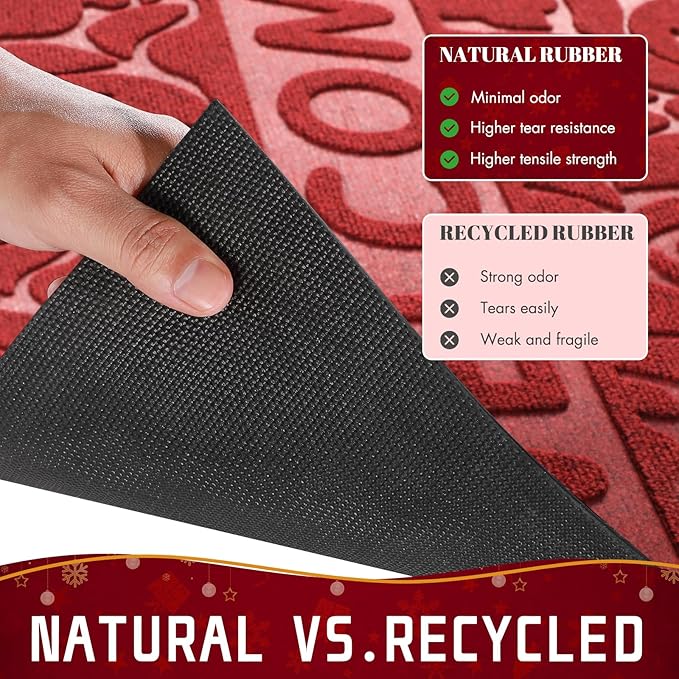 Yimobra Large Welcome Mat 60x36, Waterproof Non-Slip Outdoor Mats for Front Door Outside Entrance, Low-Profile Entryway Mat Indoor for Garage Patio, Wine Red
