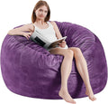 Bean Bag Chairs for Adults - Memory Foam Furniture BeanBag Chair - Kids/Teens Sofa with Soft Micro Fiber Cover - Round Fluffy Couch for Living Room Bedroom College Dorm - 3 ft, Purple