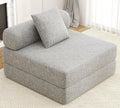 DURASPACE 39.2'' Folding Sofa Bed, Floor Foldable Futon with Memory Foam, Convertible Sleeper Chair with Back Support for Living Room (Chenille Gray)
