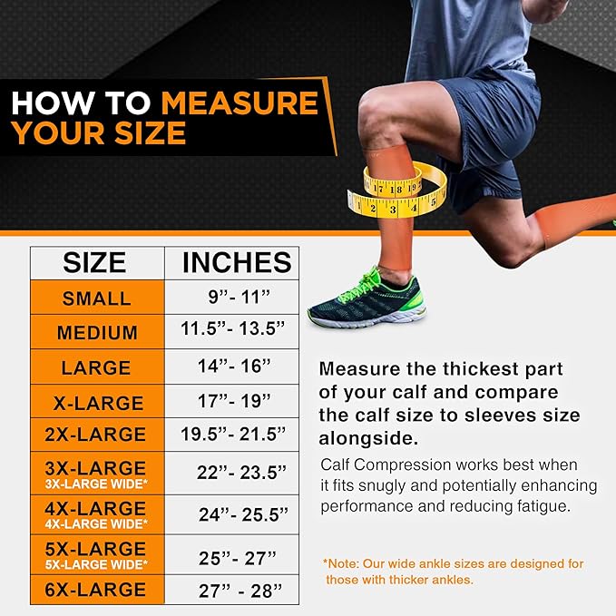 Doc Miller Compression Calf Sleeve for Men & Women – 20-30mmHg Graduated Support for Running, Shin Splints, Calf Strain – Knee High, Small to 6XL Plus Size