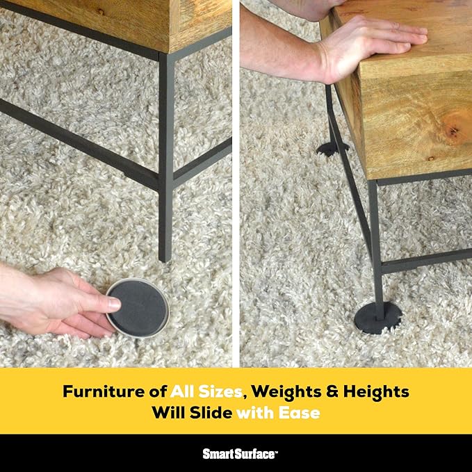 Furniture Sliders for Carpet - 16 Pack - 3.5" Round | 8295 Coasters for Heavy Furniture - Protect Your Carpeted Floors