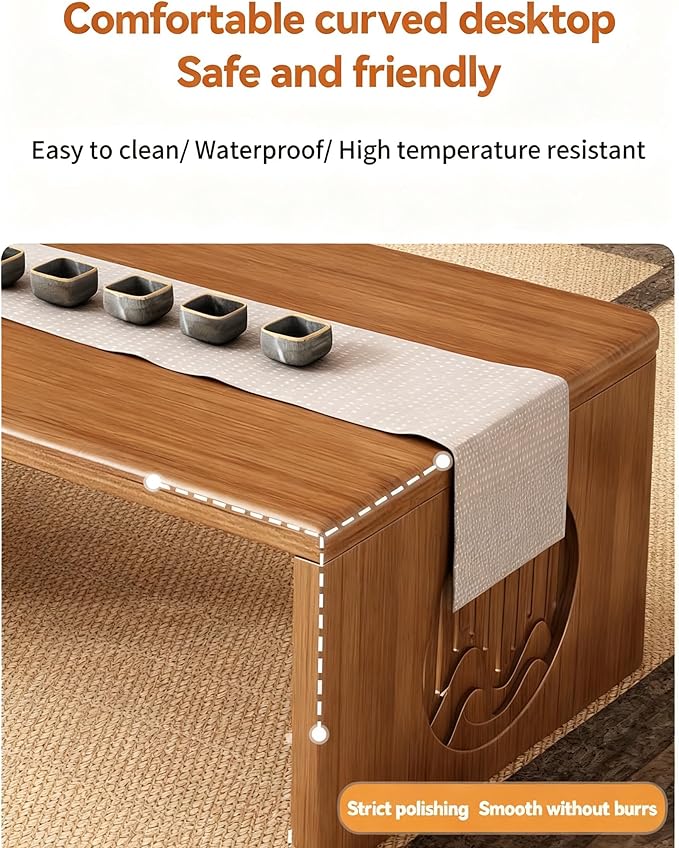 Ekjkldo Folding Coffee Table, Foldable Japanese Floor Table No Assembly, Low Coffee Table for Sitting On The Floor, Small Coffee Tables for Living Room Meditation Tea Room Tatami Dining 39.4 Inch