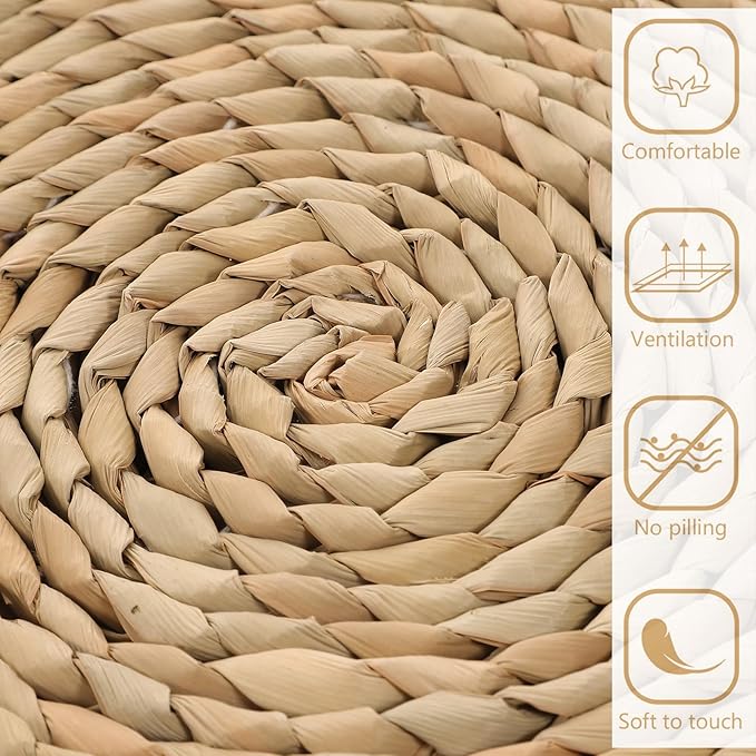 Garneck Hand Woven Floor Pillow Thick Woven Cushion for Sitting Meditation and Dining Seat Pad for Adults in Home Office Yoga and Restaurant Use