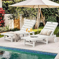Homenjoy Outdoor Chaise Lounge Chairs with Table, 3-Piece, 26.8” Super Wide Lounge Chair Outdoor, HDPS Pool Chairs with 5 Positions, Patio Lounge Chair with Wheels for Pool,Lawn,Backyard, White