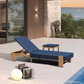 PURPLE LEAF Patio Lounge Chair Modern Outdoor PU Leather Style Chaise Lounge 1 Piece with Side Table Adjustable Backrest Aluminum Luxury Chaise Lounge Chairs for Pool Garden Backyard Beach, Blue