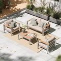 Oasbira Aluminum Outdoor Patio Furniture Set with Coffee Table, 4 Piece Patio Conversation Sets with Washable Thick Cushions, Outdoor Sectional Furniture Set for Porch, Balcony, Deck, Yard, Silver