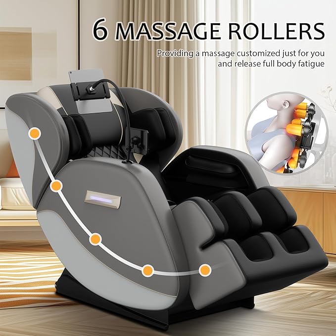 2026 Massage Chair for Full Body 4D Zero Gravity, with Heat Therapy, SL-Track Shiatsu Foot Rollers, Yoga Stretch, Heating Function, for Home Office Use,Black (Gray)