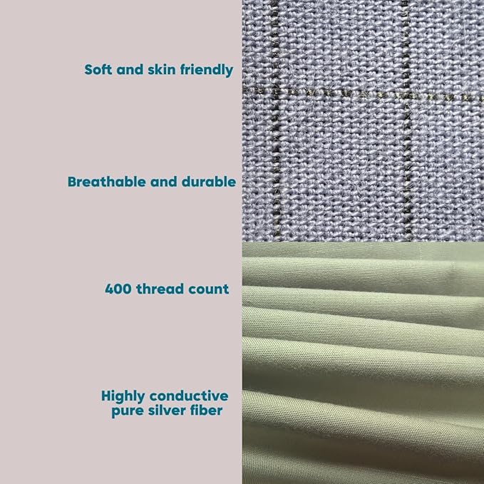 NAGS® Grounding Sheets,Grounding Bedding Sheet, Soft Cotton with Pure Silver Fitted Grounded Sheet for Improved Sleep,Pain Relief (Green, Full,54 * 75 * 13.5inch)