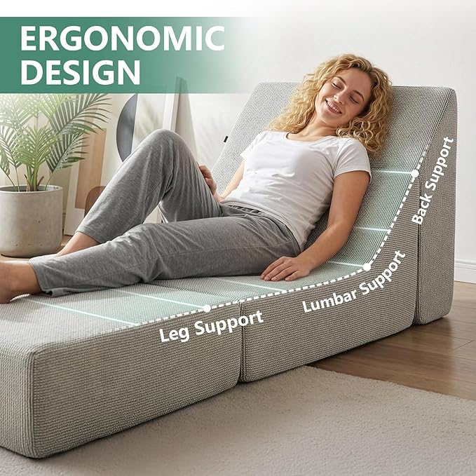 GLCS Folding Sofa Bed,Convertible Sleeper Chair,Modern Floor Futon Sofa Couch for Living Room/Dorm/Guest Use/Home Office/Apartment